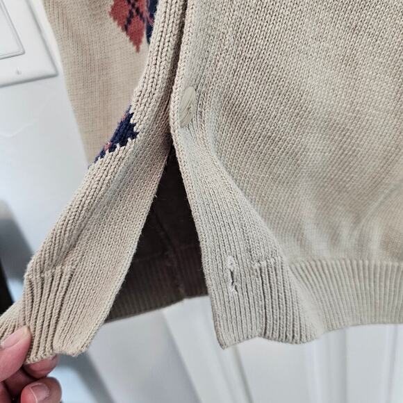 Vintage Antigua Sweater Vest Mens XL 90s Geometric Tan Preppy Academia Grandpa - Picture 4 of 8